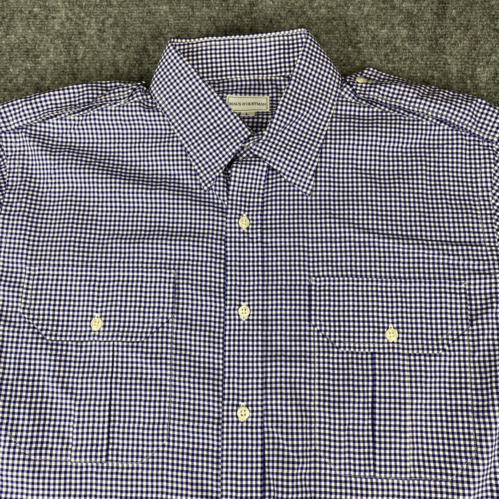 Vintage VINTAGE Maus & Hoffman Shirt Mens L Blue White Gingham Check Button-Down Cotton USA Size US L / EU 52-54 / 3 - 3 Thumbnail