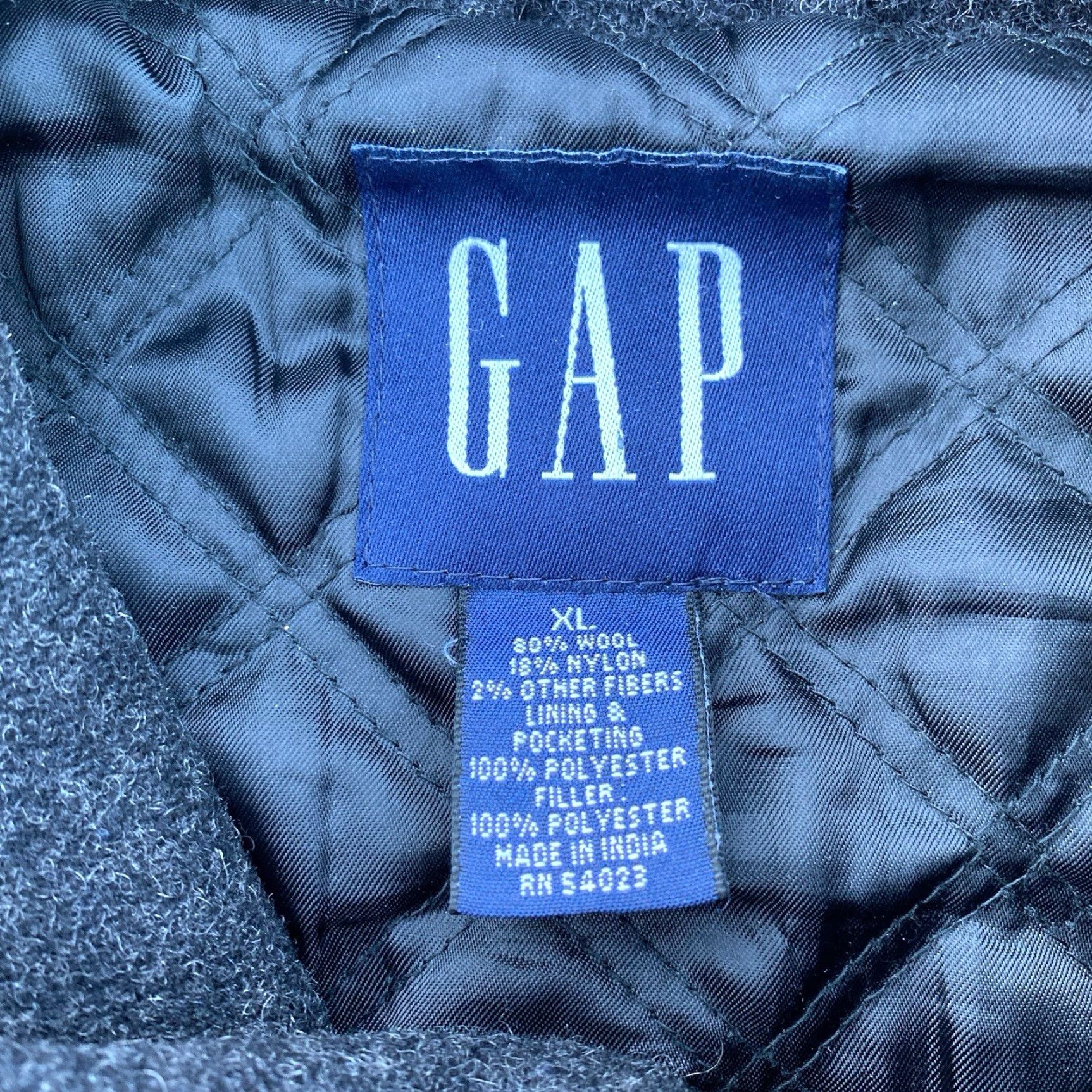 Gap VINTAGE Gap Wool Blend Collared Full Zip Quilted Lining Jacket XL Black Bomber 90s Mens Size US XL / EU 56 / 4 - 4 Thumbnail