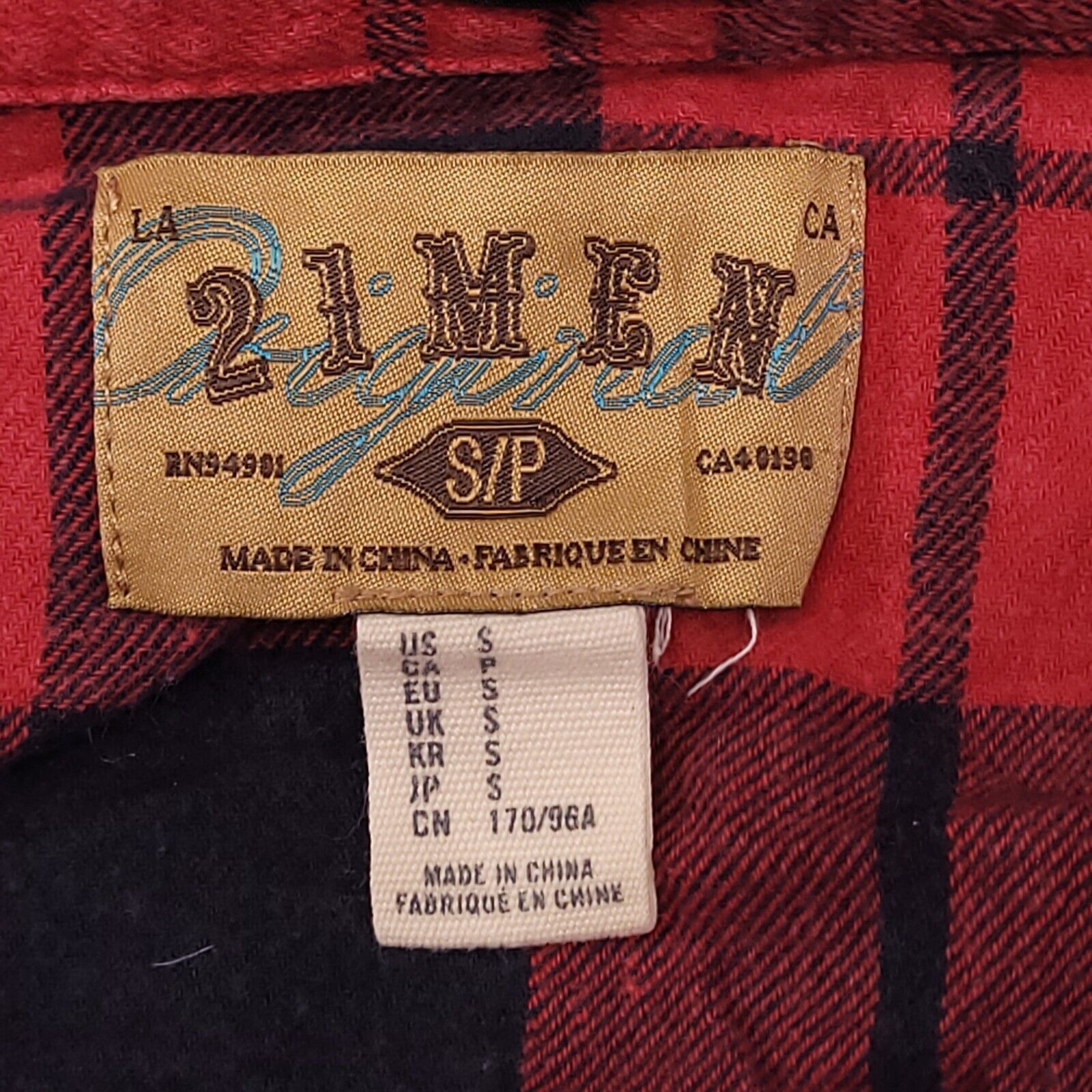 21 Men 21 Men Madras Flannel Button Up Shirt Mens Size S Red Black Size US S / EU 44-46 / 1 - 3 Thumbnail