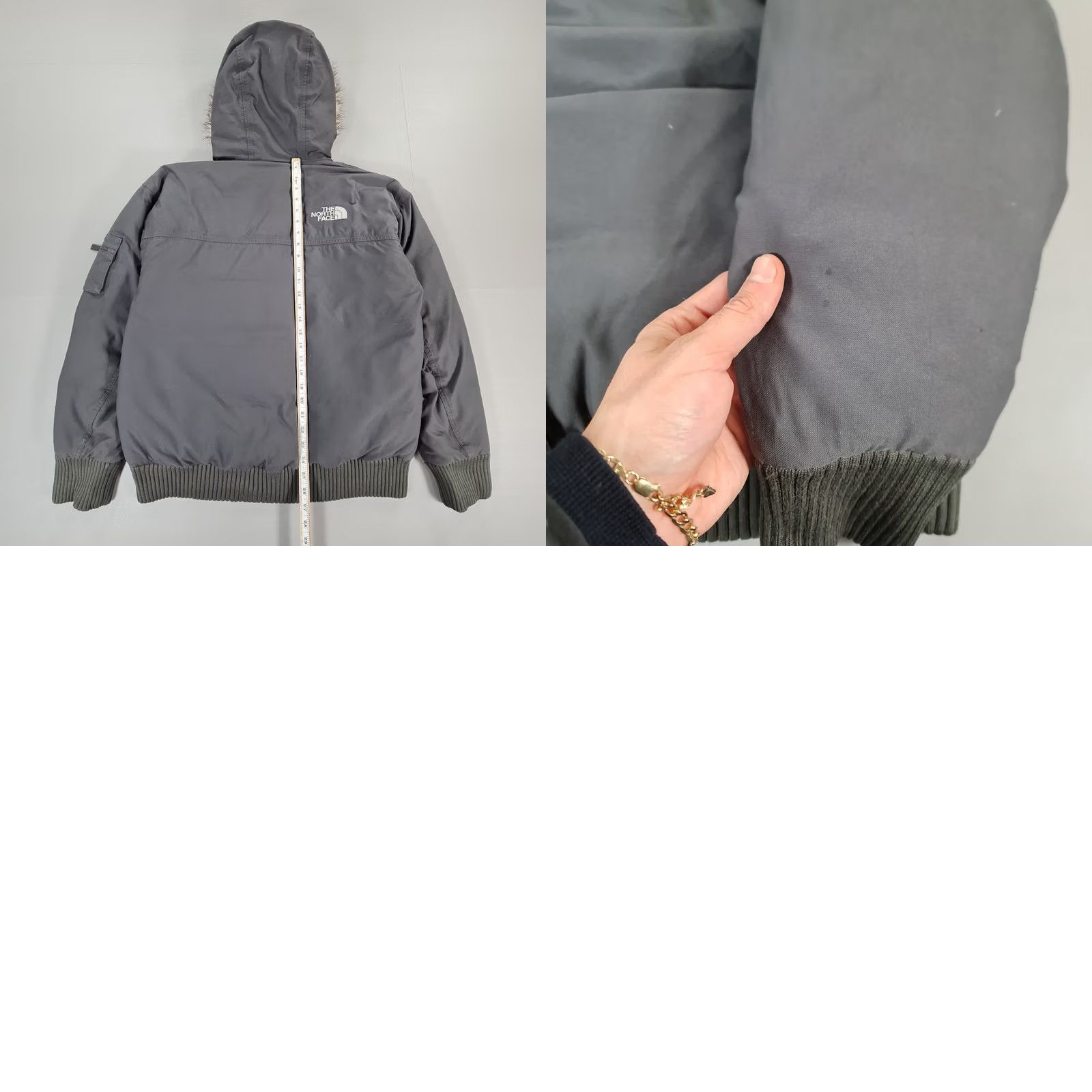 The North Face The North Face Gotham Bomber Jacket Mens Gray Small Goose Down Insulated Hooded Pockets Full Zip Removable Fur Down Nylon Shell Vintage No Size US S / EU 44-46 / 1 - 9 Thumbnail