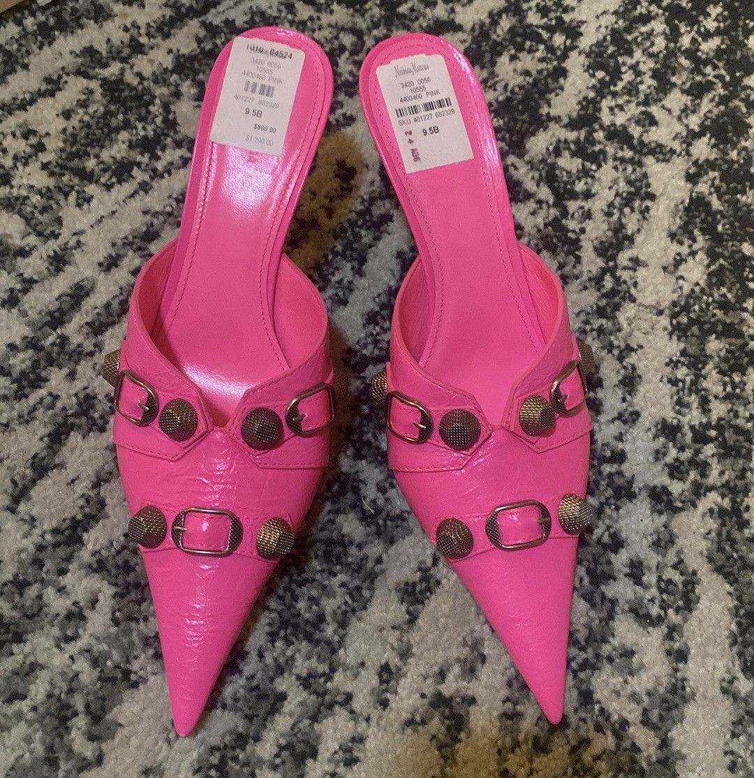 image of Balenciaga Cagole Leather Mule Shoess Size 39.5 Shoes in Pine, Women's