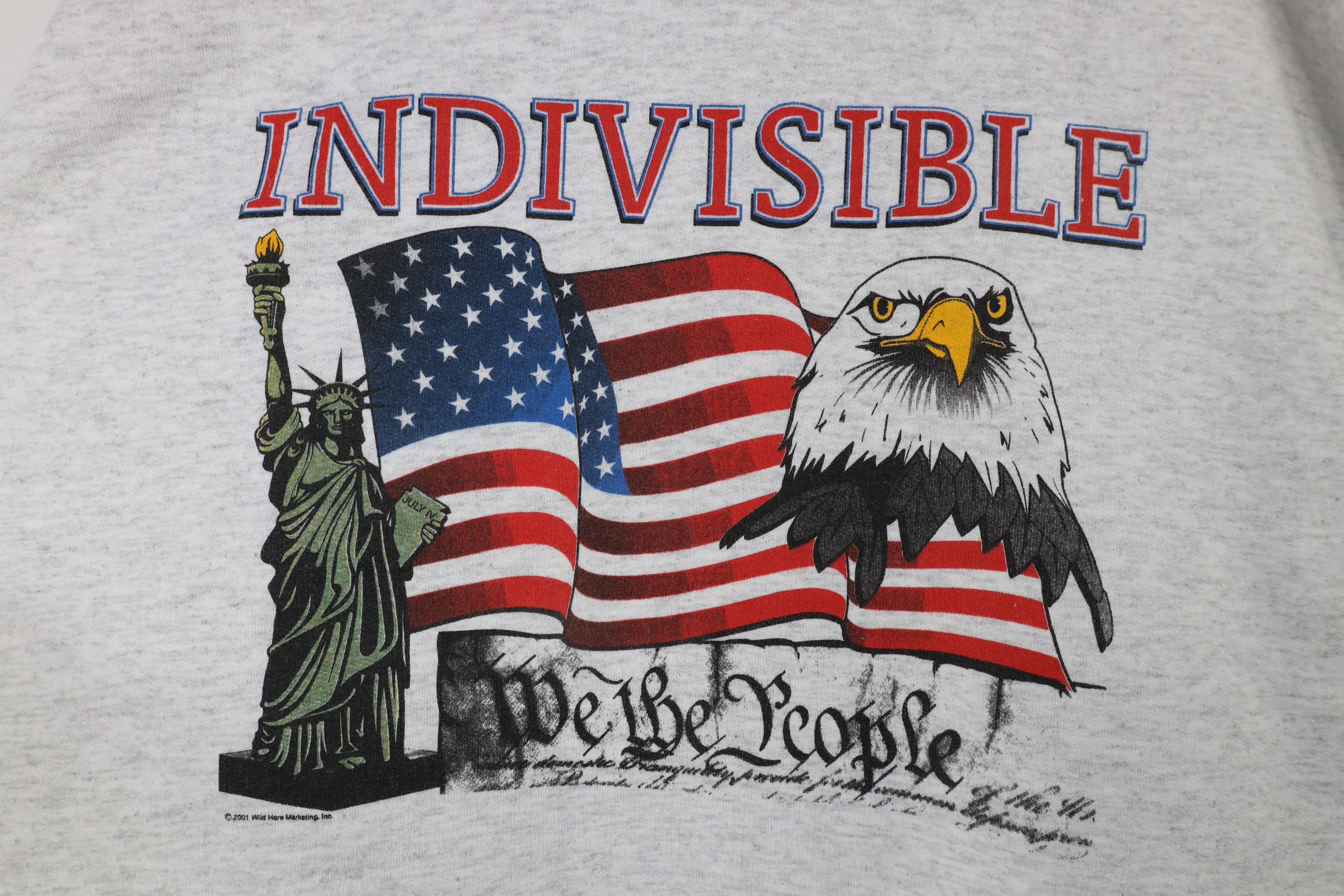 Vintage Vintage Y2K 2001 Indivisible USA Flag Eagle Sweatshirt Gray Size US XXL / EU 58 / 5 - 4 Thumbnail