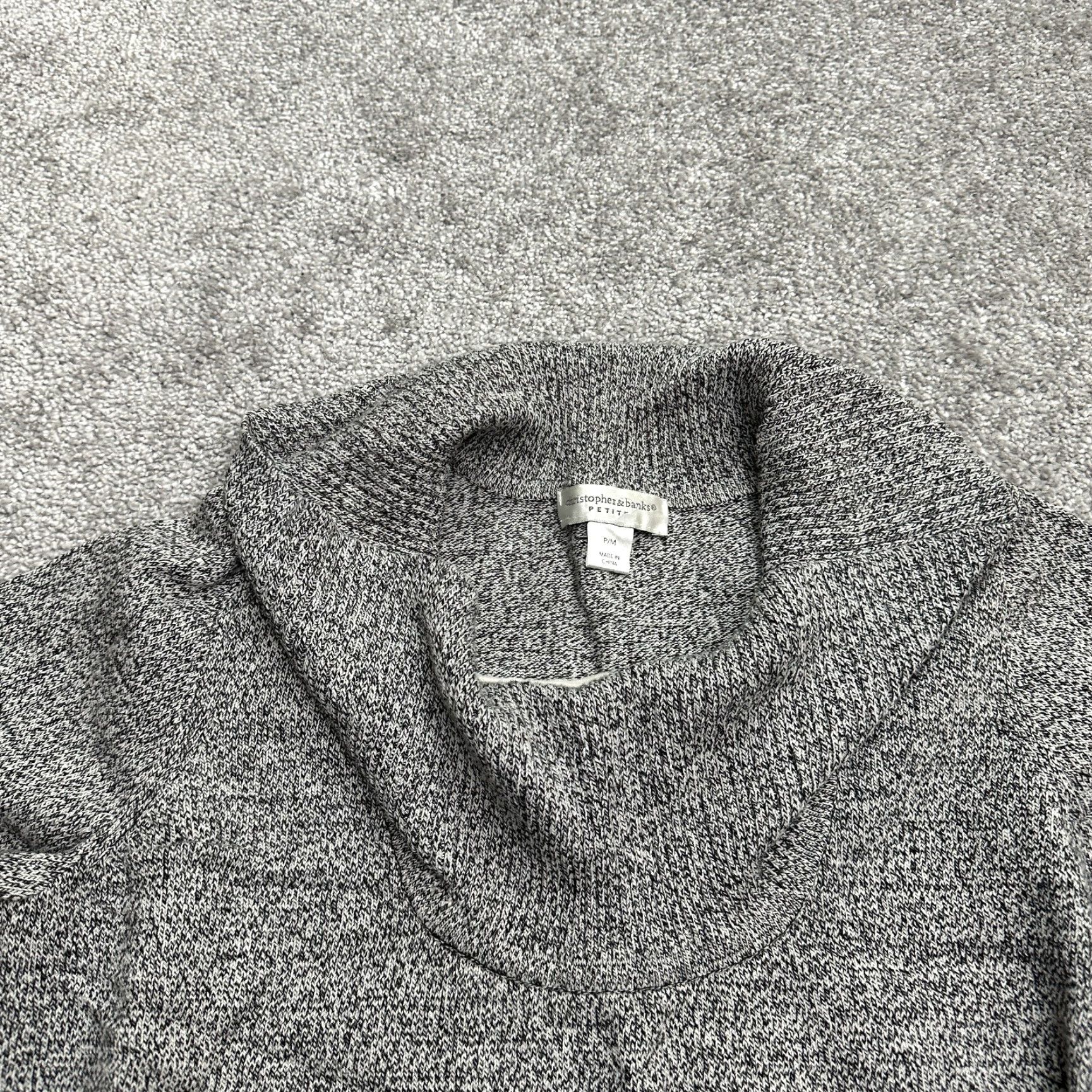 Vintage CHRISTOPHER & BANKS Cowl Neck Pullover Sweater Womens Petite Medium Gray Cotton Breathable Lightweight Casual Size M / US 6-8 / IT 42-44 - 3 Thumbnail