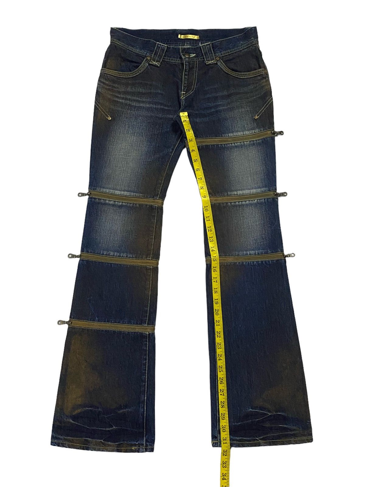 Beauty Beast Rare‼️Empire of the Baal Flare Multi-Zip Denim Jeans Size 30" / US 8 / IT 44 - 8 Thumbnail