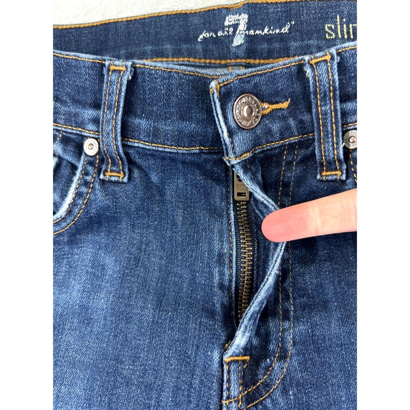 7 For All Mankind 7 For All Mankind Jeans Regular 28x27 Blues Denim Straight Distressed Stretch 28 Mens Pants Vintage No Size US 28 / EU 44 - 5 Thumbnail