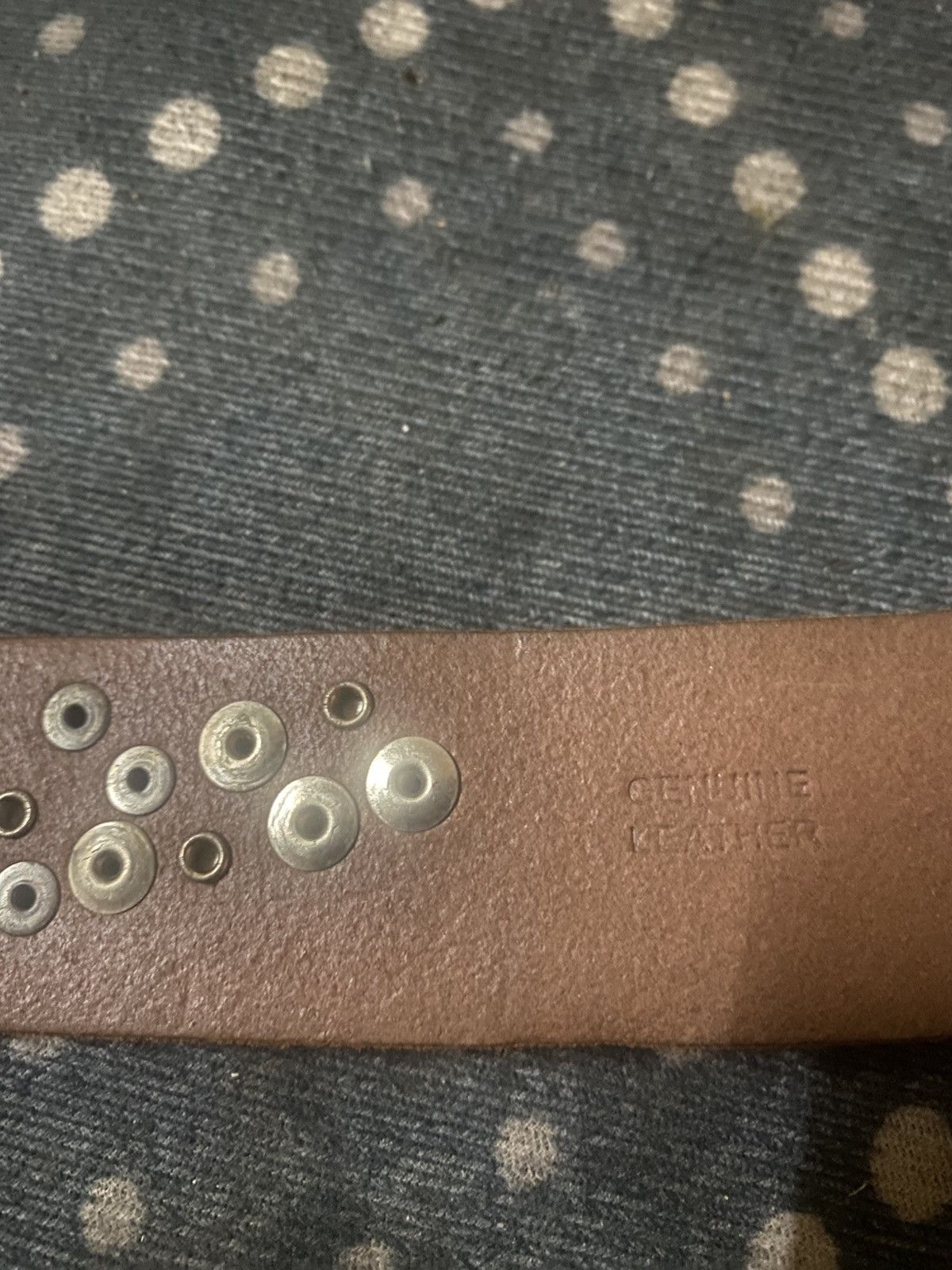 Genuine Leather Cream Leather Studded Spiky Punk Rock Belt Size ONE SIZE - 6 Thumbnail