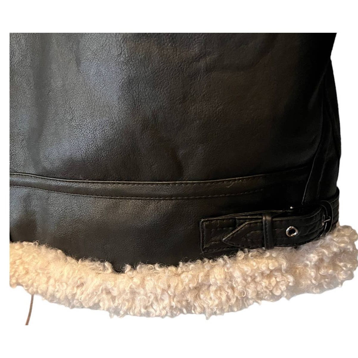 House of CB HOUSE OF CB Madden Faux Leather Jacket Faux Shearling (S) Size S / US 4 / IT 40 - 12 Thumbnail