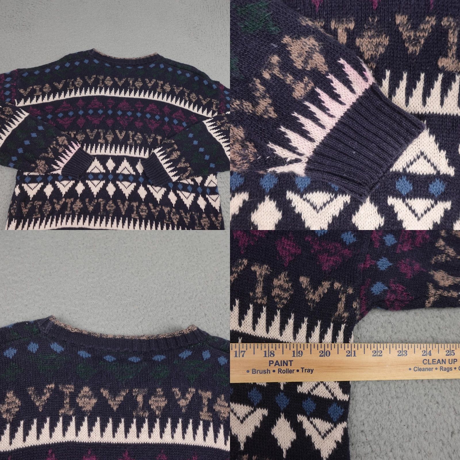 Vintage VINTAGE Michael Gerald Sweater Mens Large Blue Gray Aztec Knit Pullover 80s Size US L / EU 52-54 / 3 - 8 Thumbnail