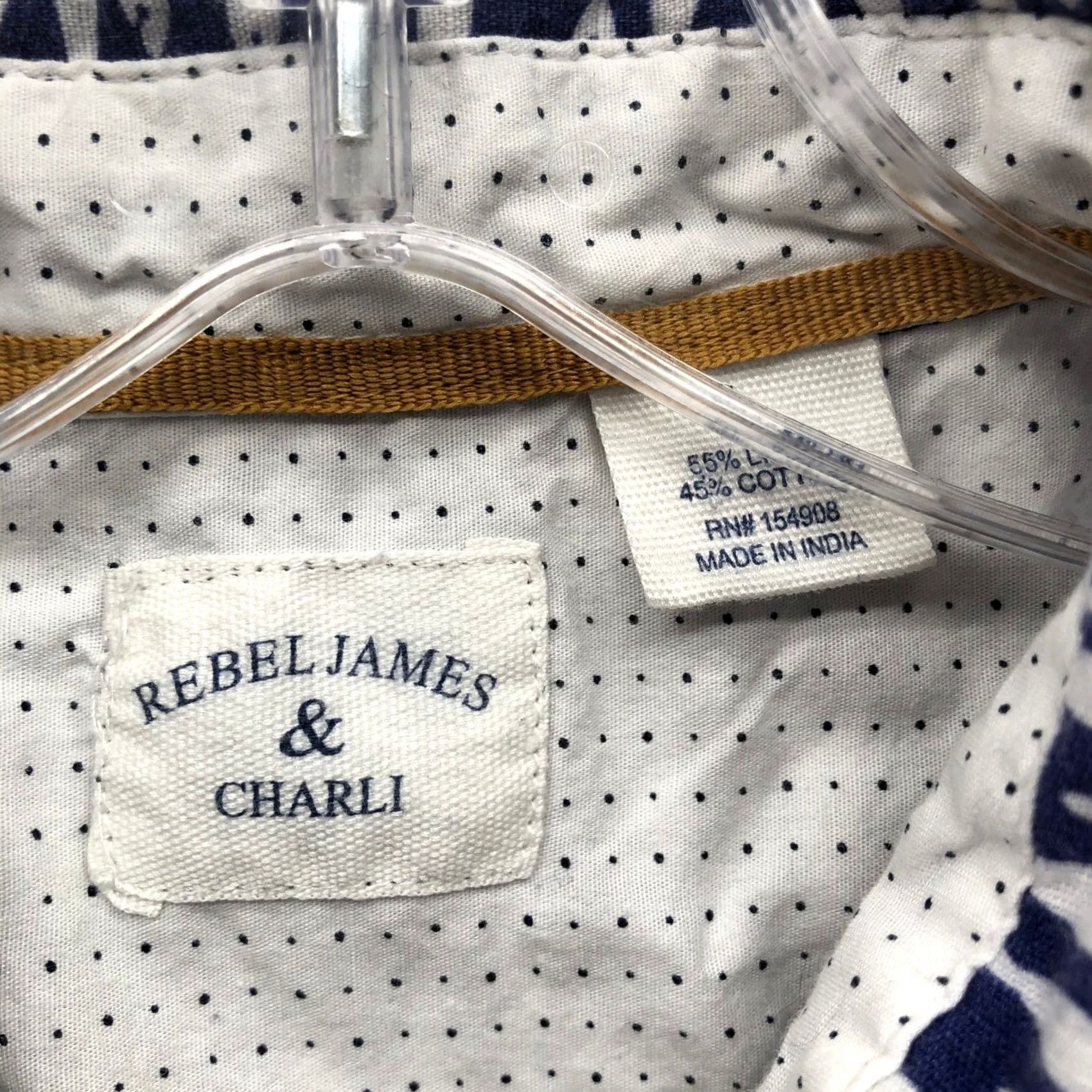 Vintage Rebel James & Charli Fish Print Shirt Mens L Cotton Linen Short Sleeve Button Size US L / EU 52-54 / 3 - 3 Thumbnail