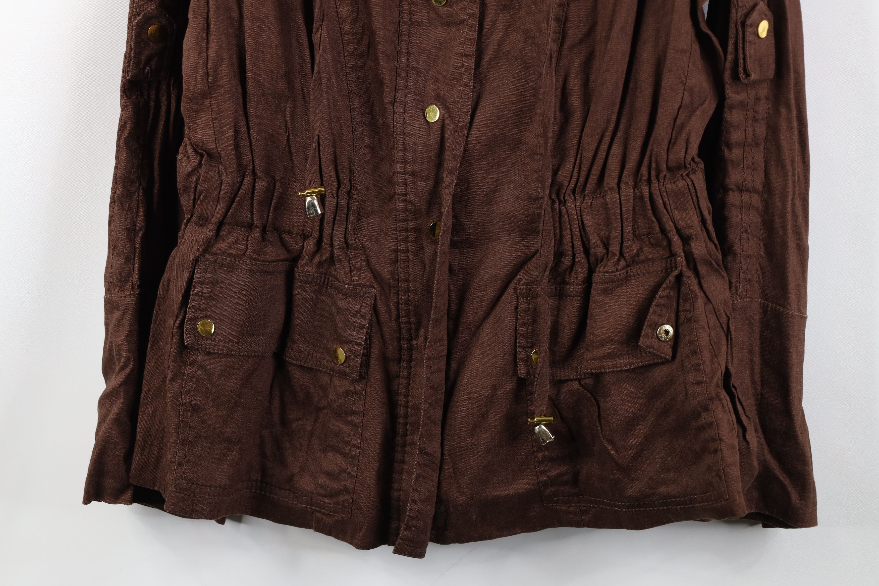 Vintage Vintage 90s Y2K Cache Flared Sleeve Linen Jacket Brown Size M / US 6-8 / IT 42-44 - 3 Thumbnail