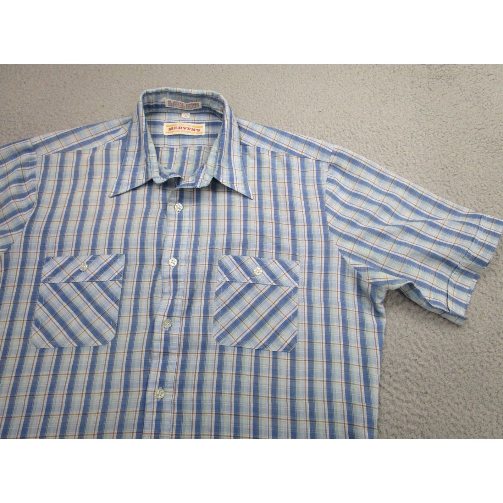 Vintage Vintage Mens Blue Plaid Tattersall Shirt Large L 80s 90s Size US L / EU 52-54 / 3 - 2 Thumbnail