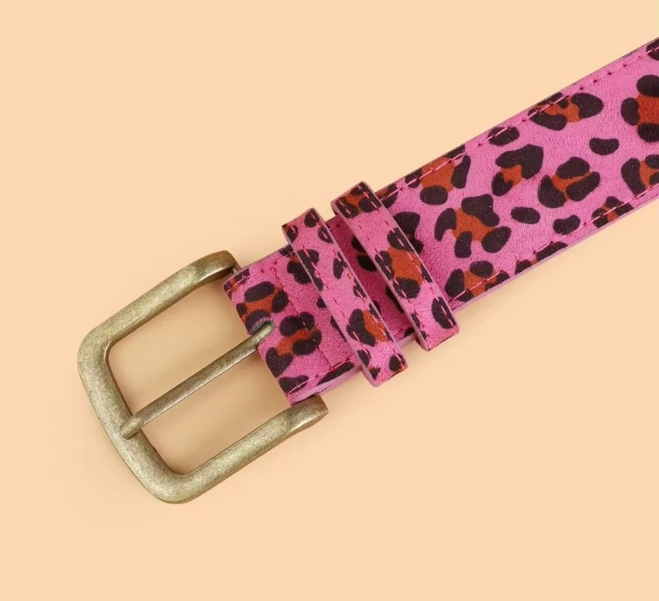 Japanese Brand × Vintage Pink Leopard Printed Belt Size ONE SIZE - 3 Thumbnail