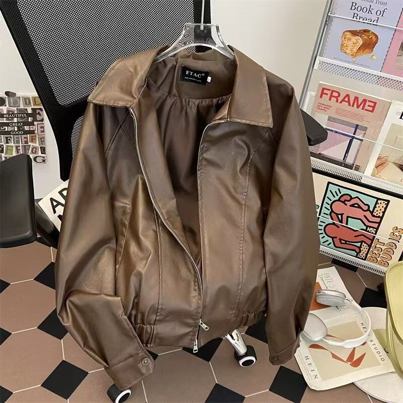 Vintage Brown Faux Leather Jacket Size US M / EU 48-50 / 2 - 2 Thumbnail