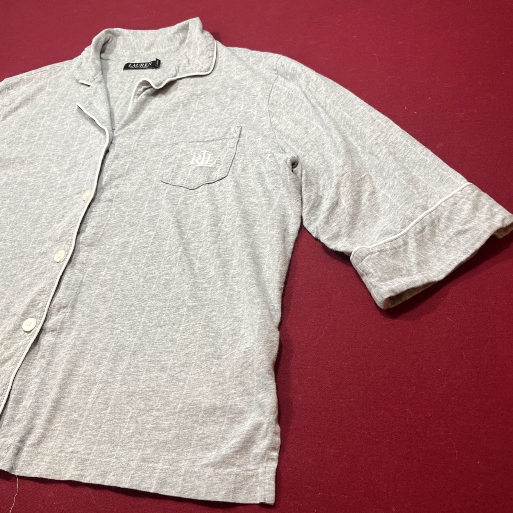 Ralph Lauren Lauren Ralph Lauren GRAY knit PJ TOP Women’s XL Pajama Button Shirt Black Label Size XL / US 12-14 / IT 48-50 - 5 Thumbnail