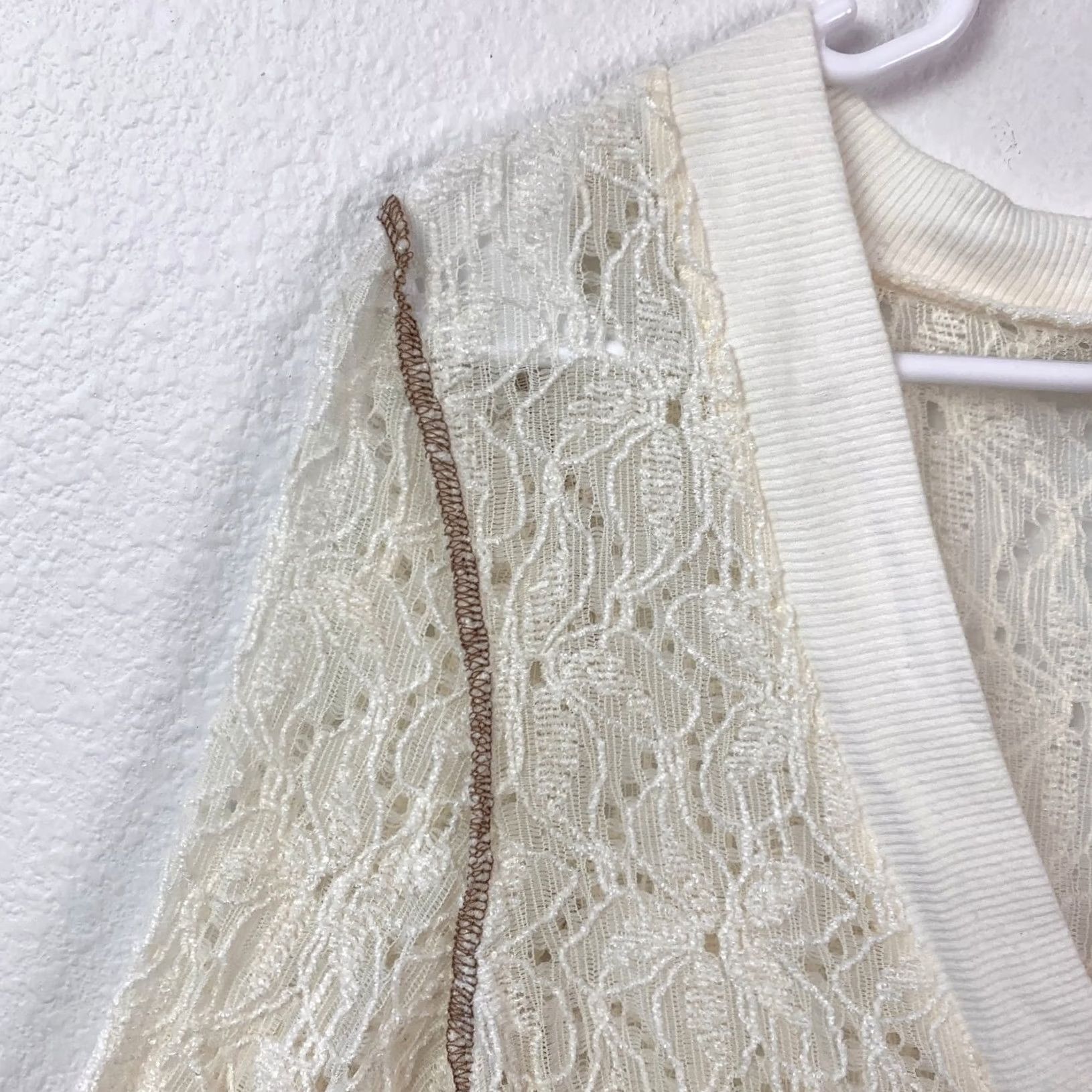 BKE BKE Lace Full Zip Cardigan Womens M 3/4 Sleeve Cream Vintage Boho Cottagecore Dressy Embellished Knit Full Zip Cardigan Size M / US 6-8 / IT 42-44 - 2 Thumbnail