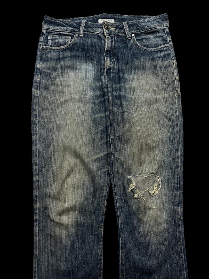 Japanese Brand INSANE 90s Japanese Theoria Bell Bottom Rusty Distress Hard Size US 30 / EU 46 - 4 Thumbnail