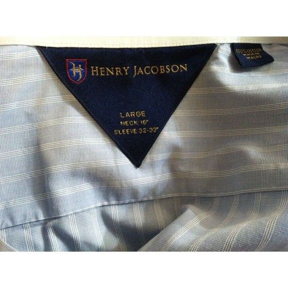 Other HENRY JACOBSON MENS BLUE 100%COTTON DRESS SHIRT 16/32-33 Size US L / EU 52-54 / 3 - 6 Thumbnail