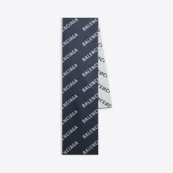 Balenciaga o1mt1gz0824 Size: OS / Allover Logo Macro Scarf in Navy Size ONE SIZE - 1 Preview