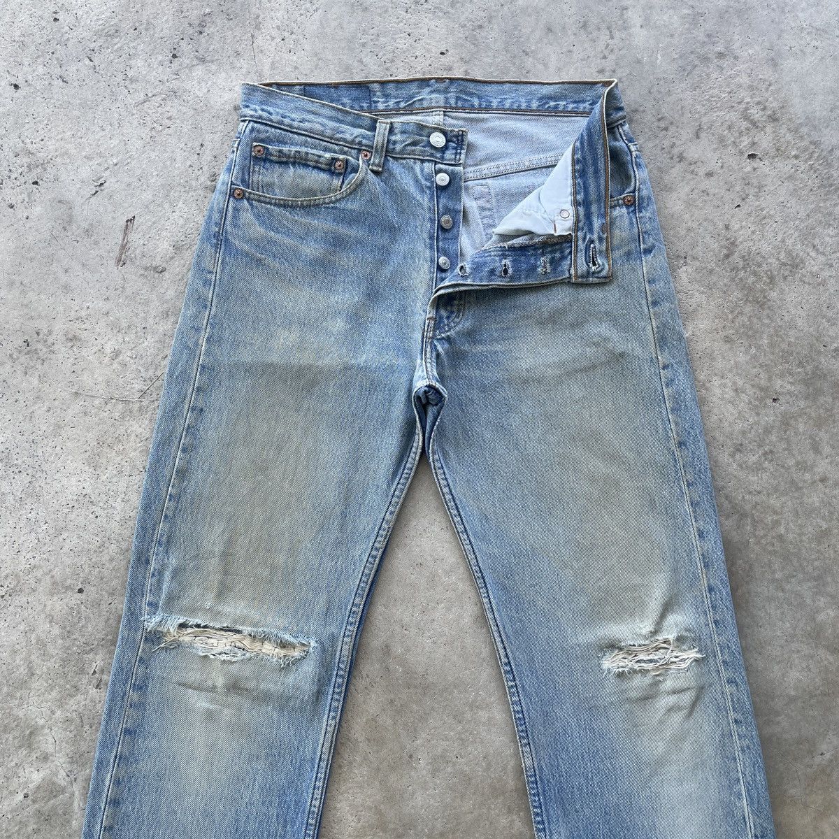 Jean 90s Vintage Levi’s 501 Rusty USA Jeans Distress Faded Pants Size US 31 - 3 Thumbnail