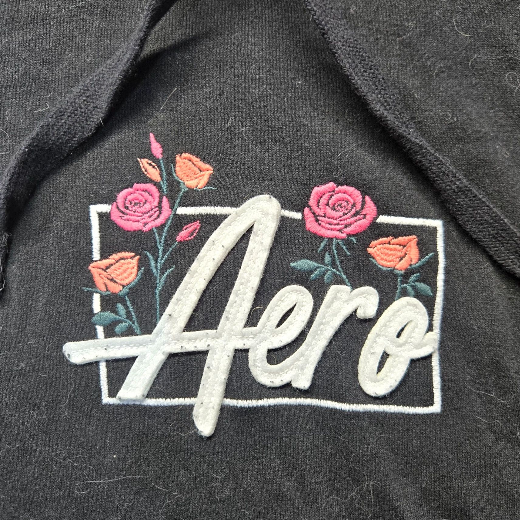 Vintage Aéropostale Logo Floral Sweater Hoodie Adult Women L Large Black Floral Logo Hoodie Pullover 80s Preppy Sportswear Women Size L / US 10 / IT 46 - 2 Thumbnail