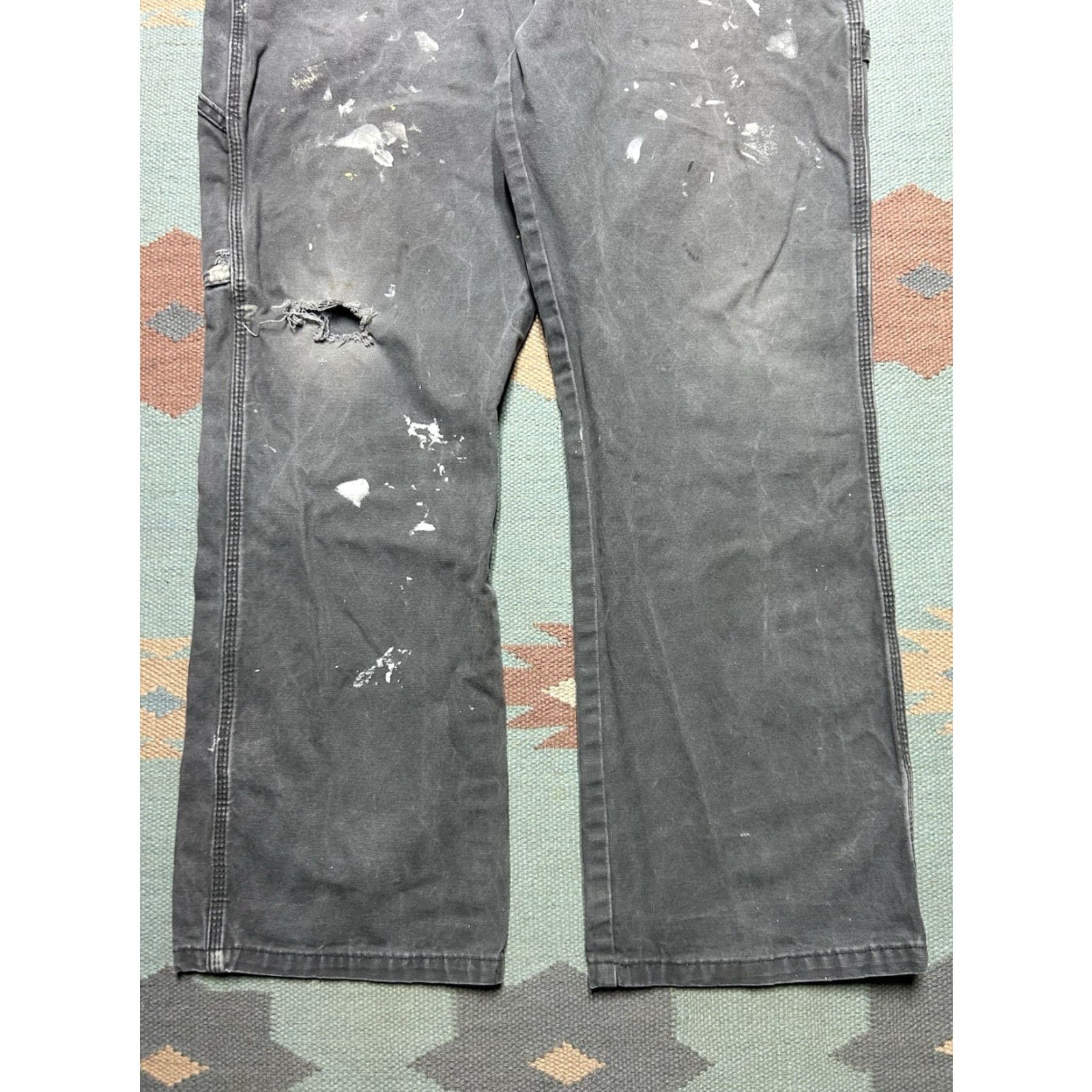 Dickies VINTAGE Dickies Canvas Carpenter Pants Paint Distressed Gray 36x29 Regular Men's Pants Square 9" Leg Opening 29" Inseam Size US 36 / EU 52 - 2 Thumbnail