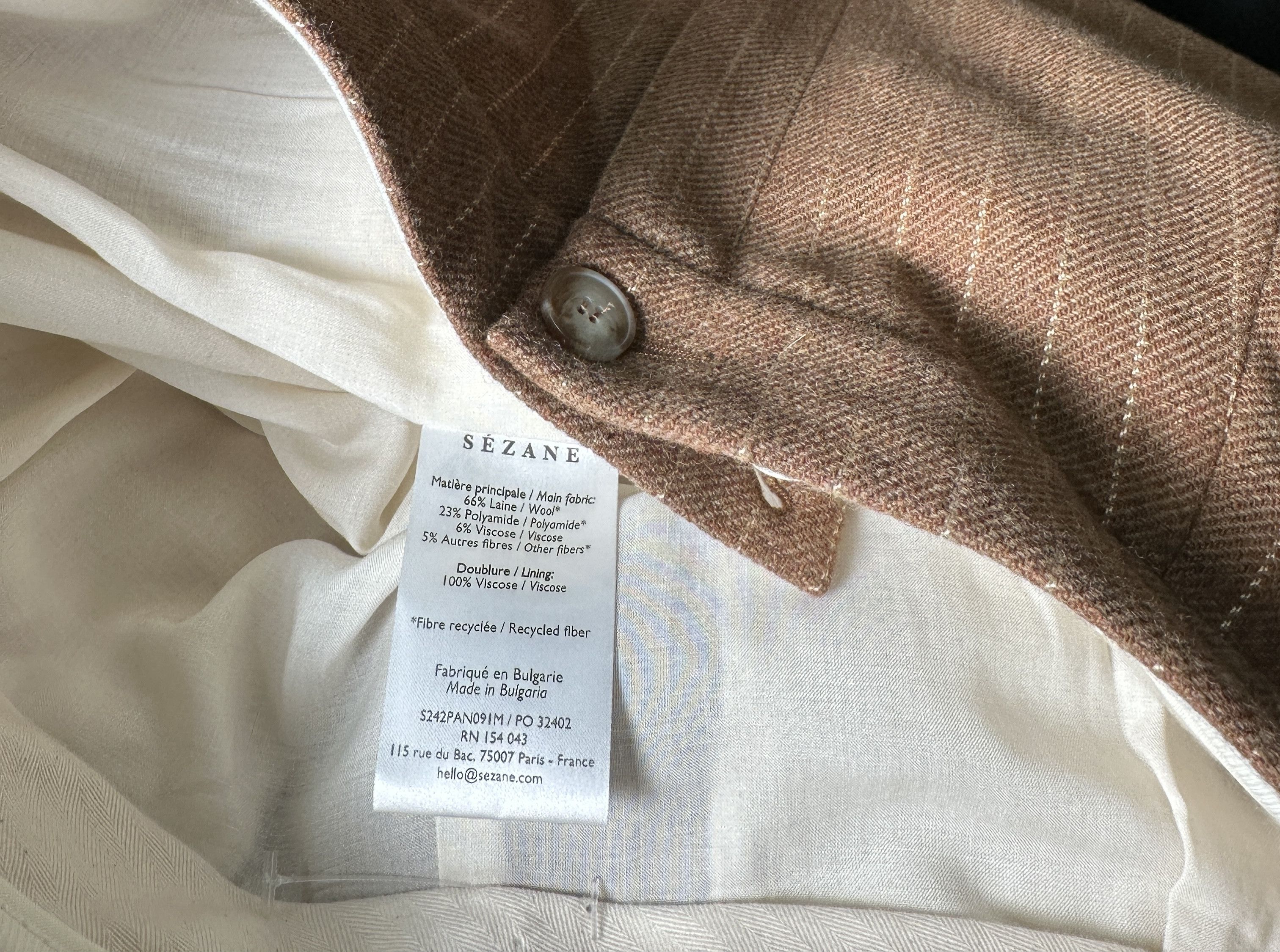 Sezane wool trousers brown striped Size 28" / US 6 / IT 42 - 5 Thumbnail