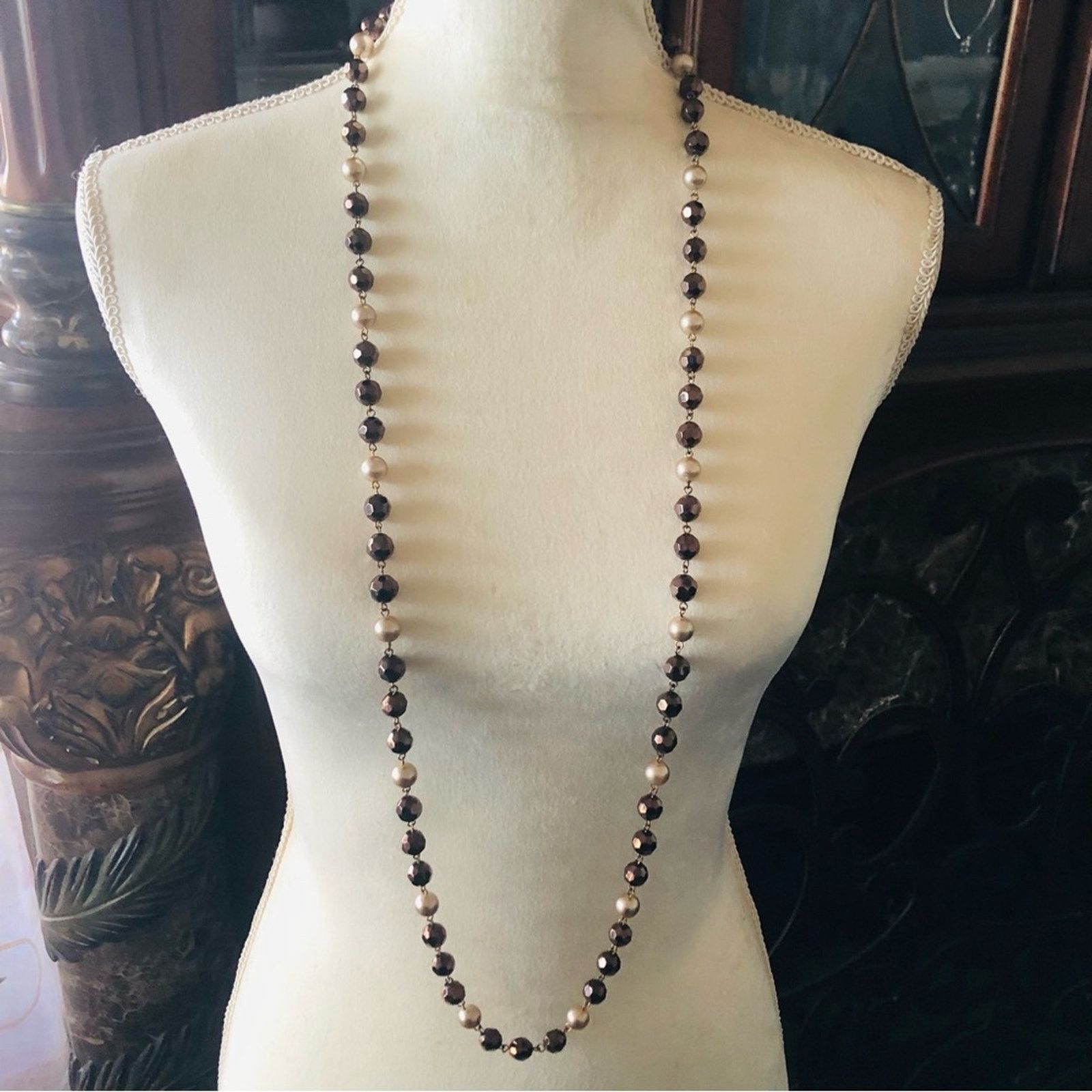 Vintage Vintage salvaged chunky bead and pearl long length necklace Size ONE SIZE - 3 Thumbnail