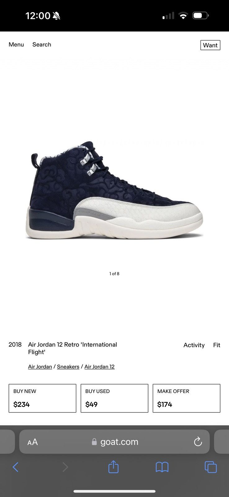 Jordan Brand Air Jordan 12 Retro PRM ‘International Flight’ 2018 Size US 11.5 / EU 44-45 - 1 Thumbnail