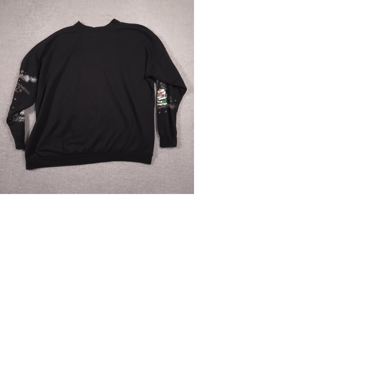 Vintage Santa Claus Christmas Sweatshirt Mens XL Black Glitter Graphic Fleece Pullover Size US XL / EU 56 / 4 - 9 Thumbnail