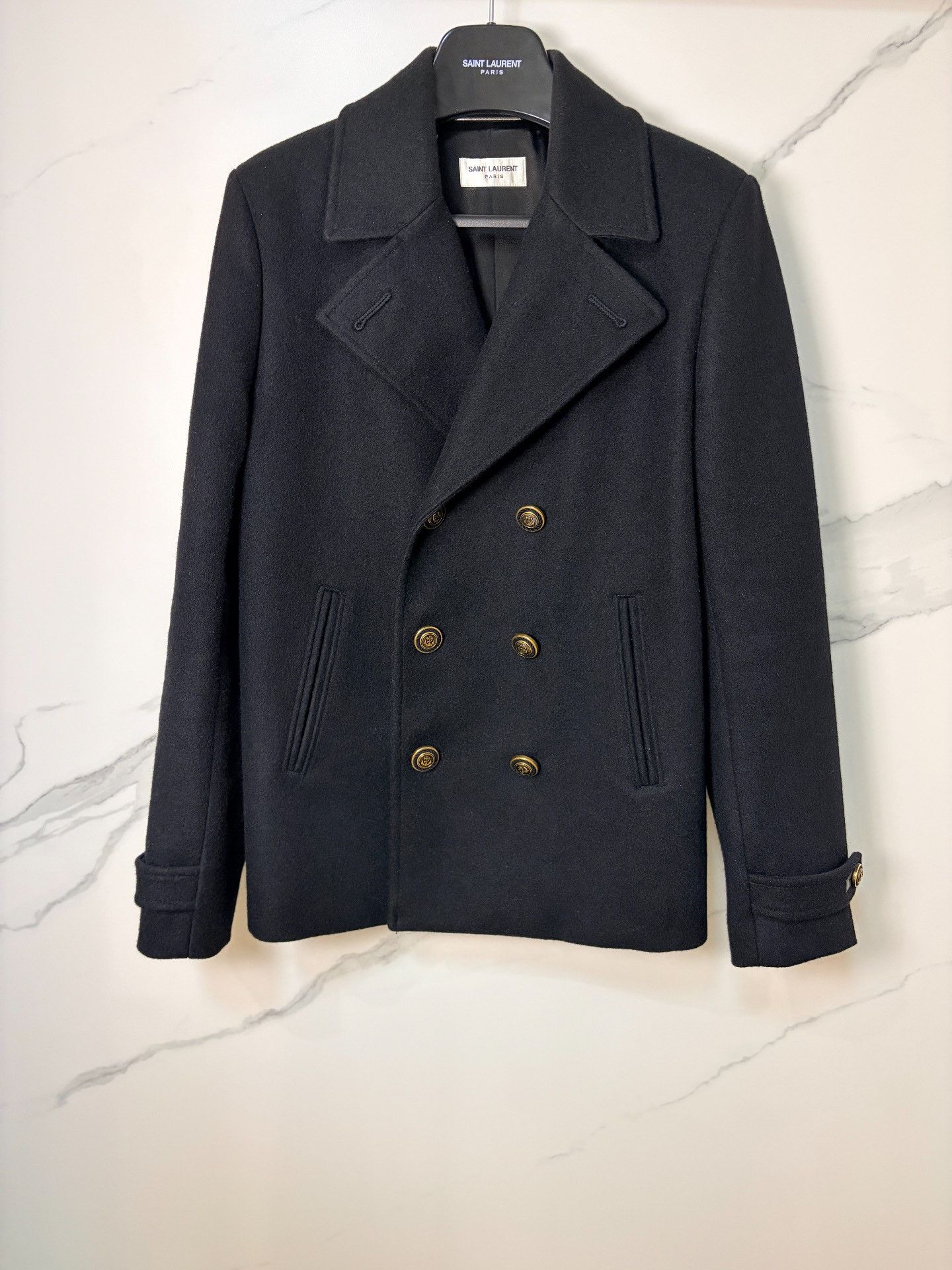 Saint Laurent Paris Saint Laurent Double-Breasted Gold Button Coat Size US S / EU 44-46 / 1 - 1 Thumbnail