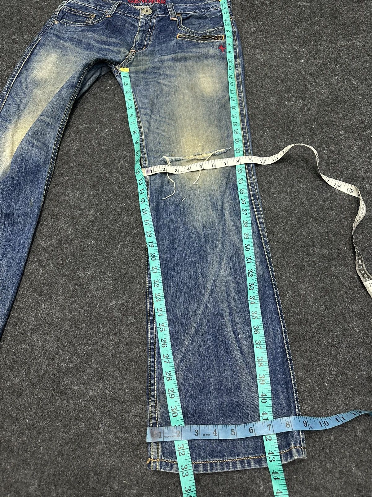 Japanese Brand Genoese Designer Blue Washed Faded Denim 36x33 F56 Size US 36 / EU 52 - 11 Thumbnail