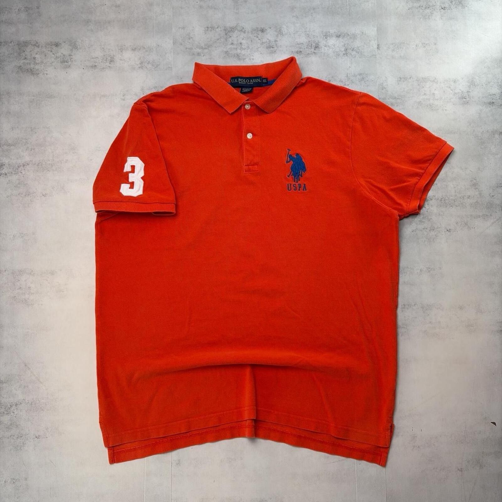 U.S. Polo Assn. Y2K Orange U.S. Polo Assn Grunge Big Pony Polo Shirt Size US XL / EU 56 / 4 - 1 Thumbnail