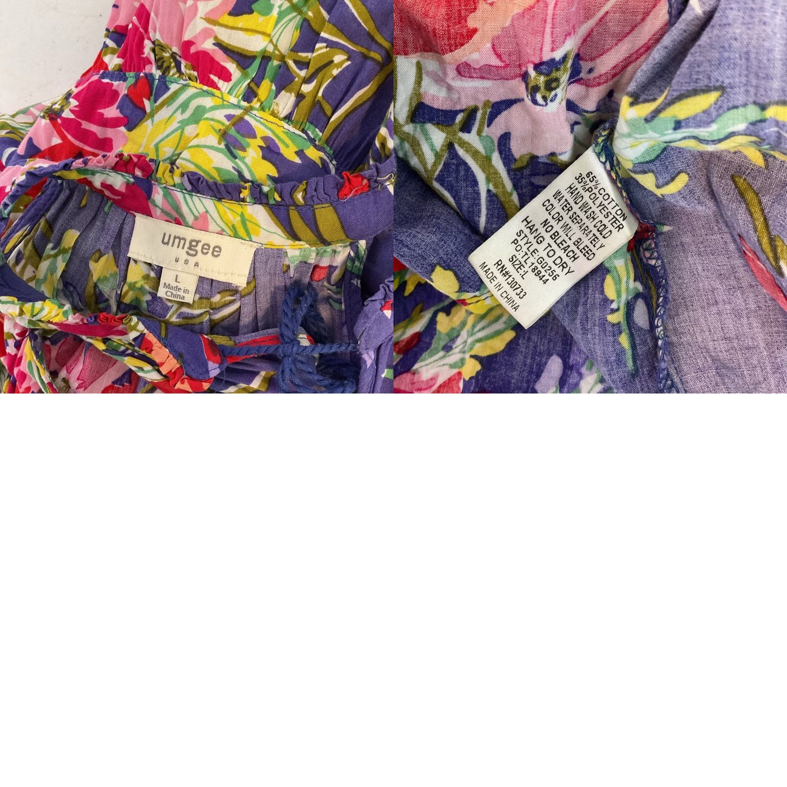Vintage UMGEE Floral Sleeveless Maxi Dress L Boho High Neck Tie Pockets Lined Summer Spring Women’s Size L / US 10 / IT 46 - 9 Thumbnail
