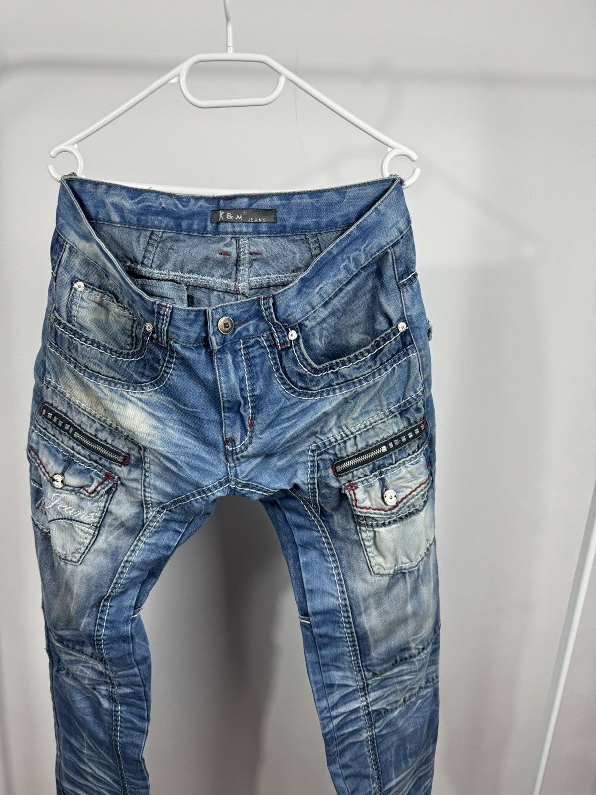 Other Kosmo Lupo Y2K Biker Cargo Jeans Moto Denim Pants W32 Size US 32 / EU 48 - 3 Thumbnail