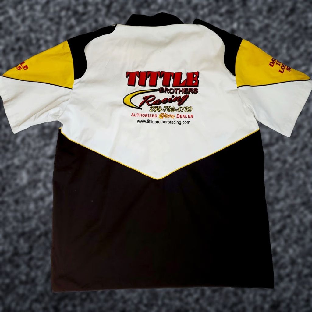 Speedo VINTAGE Speed Zone Race Gear Pit Crew Shirt "Tittle Brother Racing" Cobra Jet! Size US XL / EU 56 / 4 - 1 Thumbnail