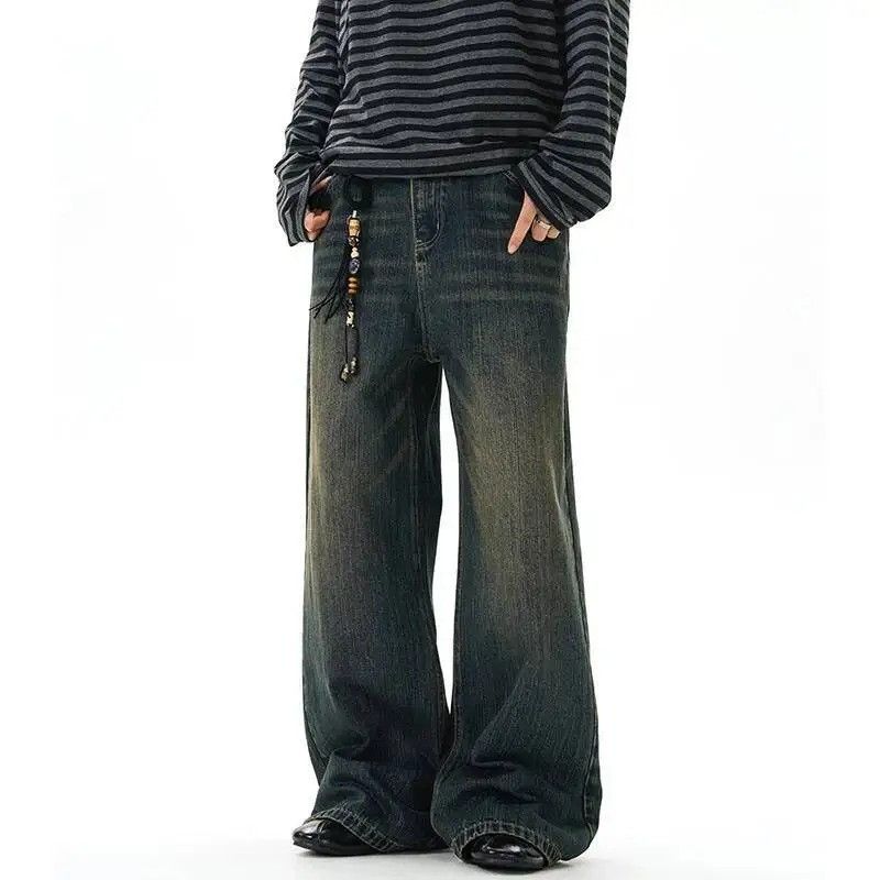 Jean Straight Worn-out Wide Leg Jeans Size US 33 - 3 Thumbnail