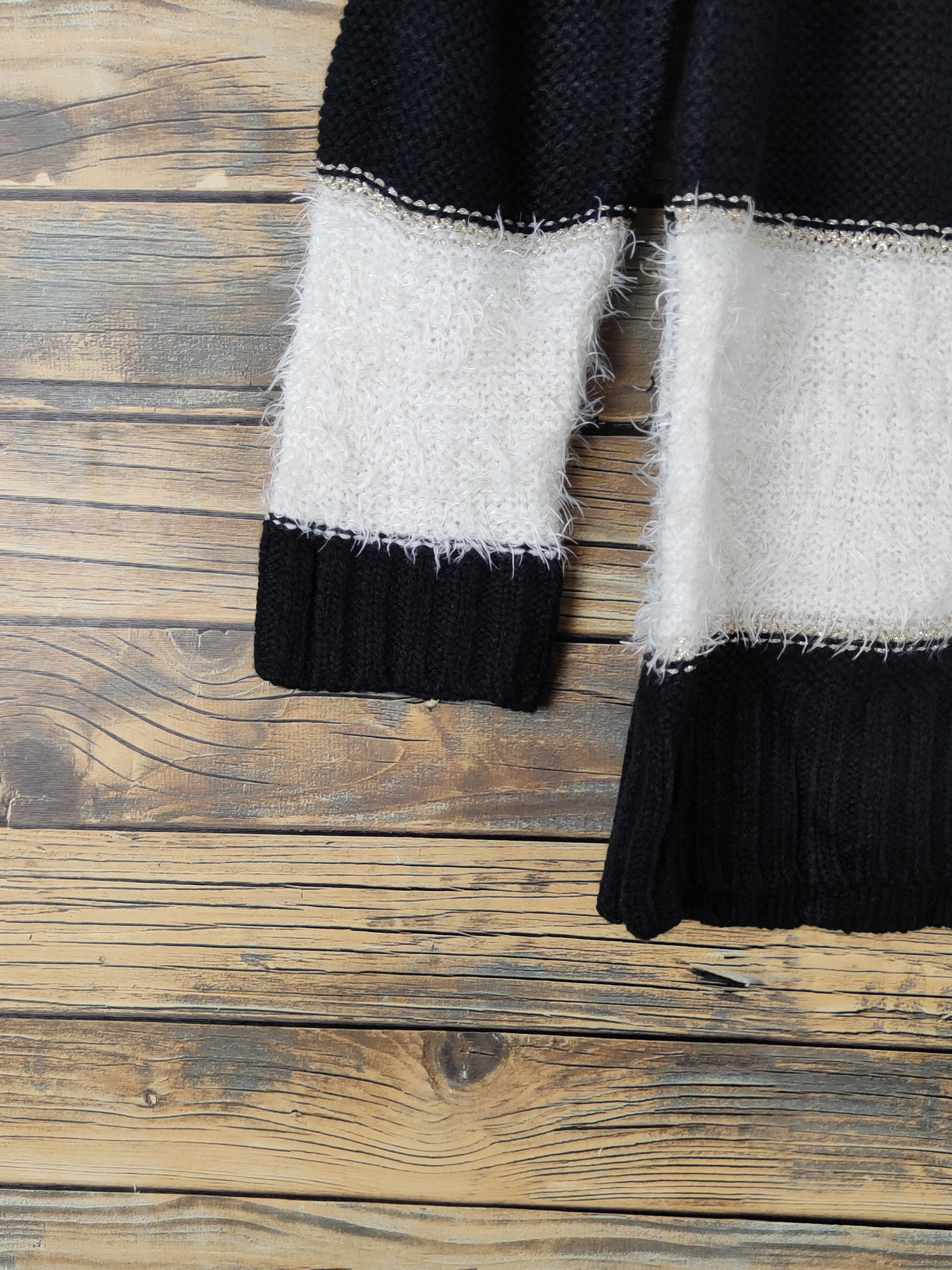 Japanese Brand × Vintage Oeillet Black White Stripe Fur Mohair Knitwear #W1533 Size M / US 6-8 / IT 42-44 - 5 Thumbnail