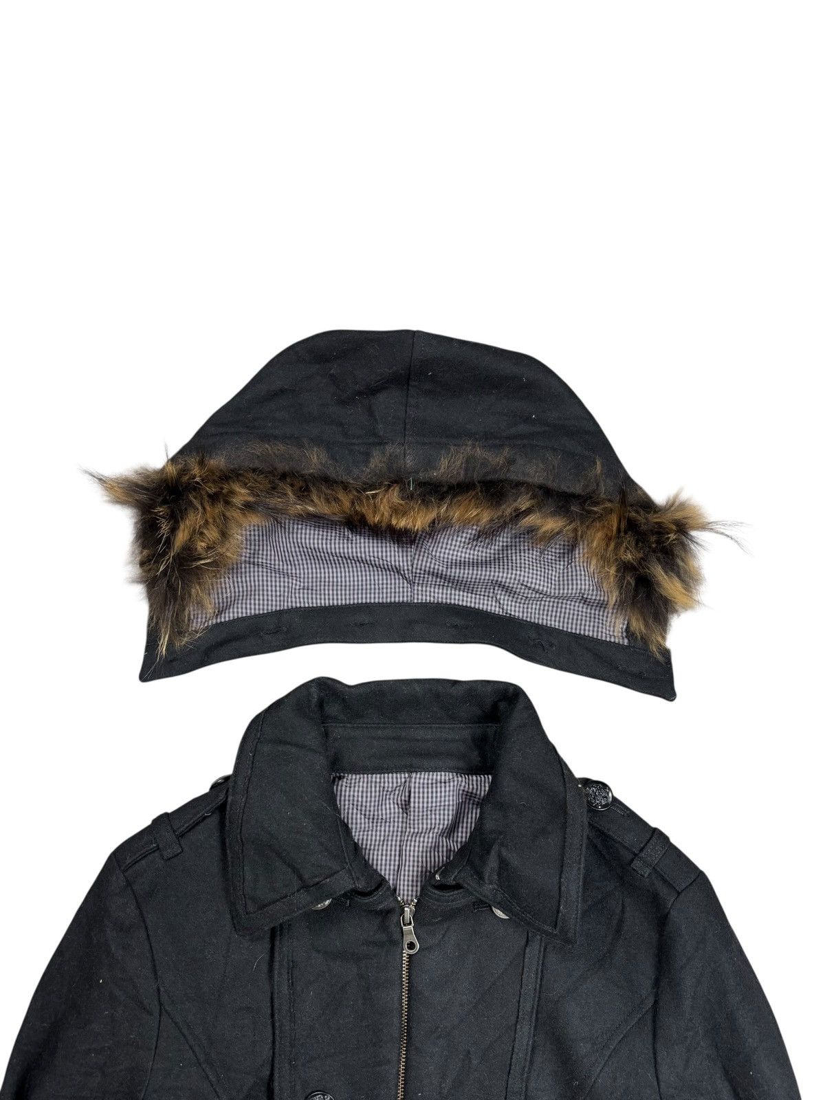 14th Addiction 2000s PPFM - Fur Hoodie Waist Pocket Napoleon Jacket Size US S / EU 44-46 / 1 - 7 Thumbnail