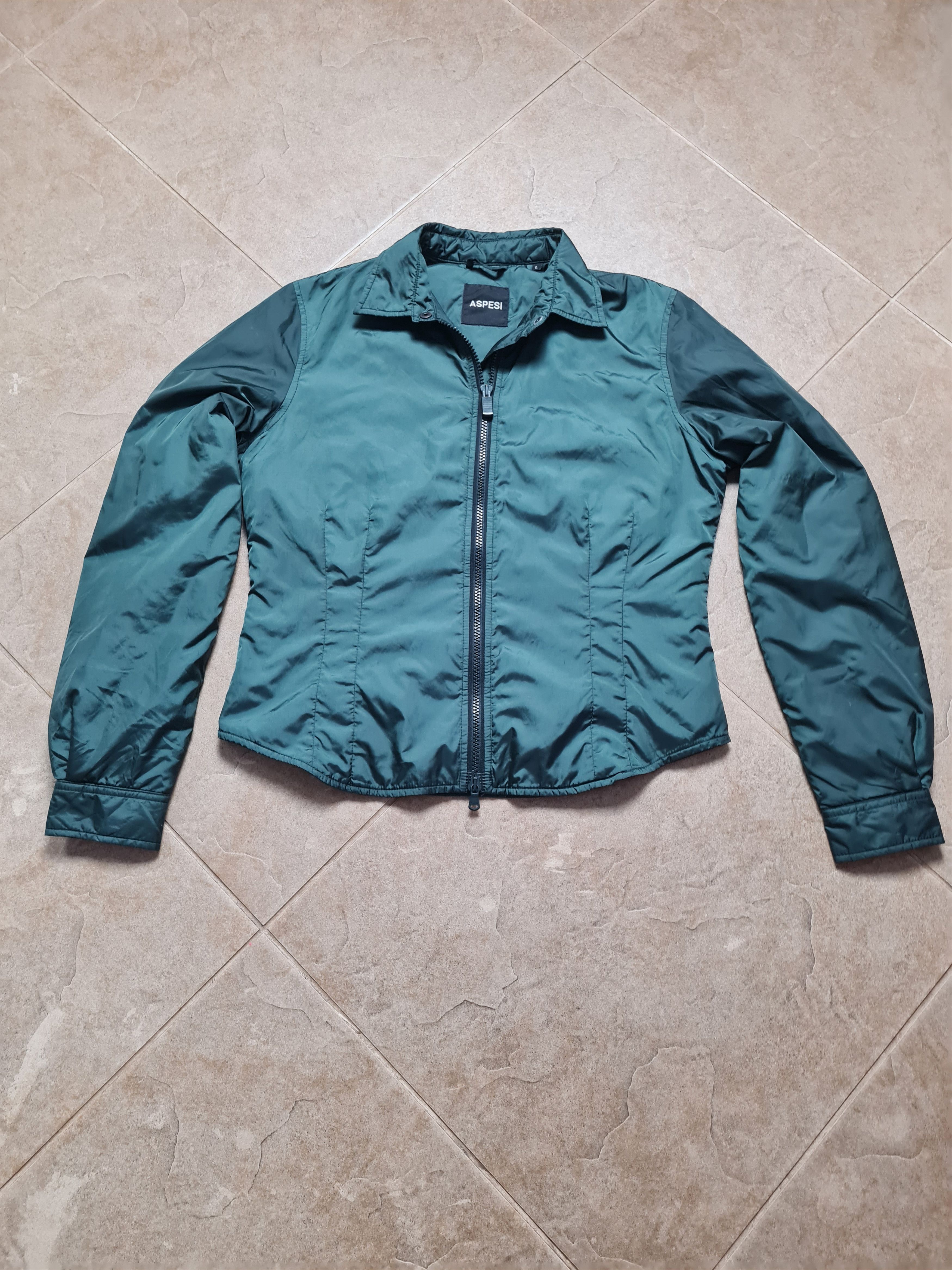 Aspesi ASPESI Women's Dark Green Nylon Jacket Full Zip Windbreaker Size L / US 10 / IT 46 - 10 Thumbnail