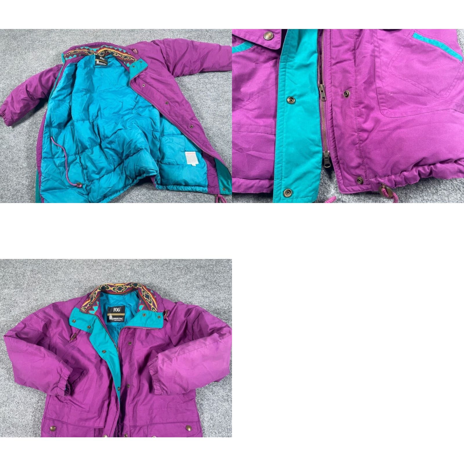London Fog VINTAGE London Fog Parka Jacket Women XS Purple Aztec Collar Hooded Full Zip Insulated Lined Polyester Size XS / US 0-2 / IT 36-38 - 8 Thumbnail