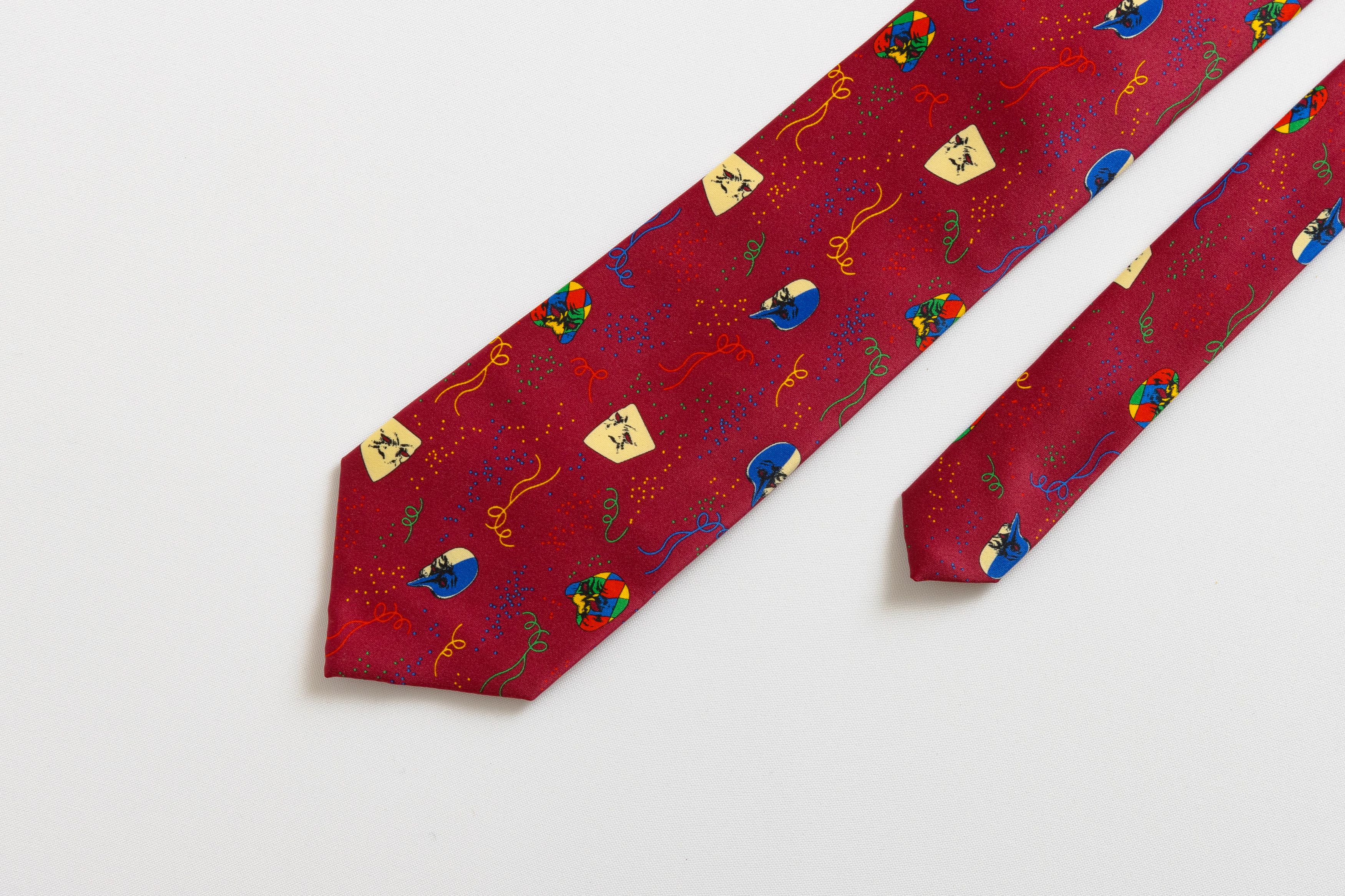 Vintage man Tie abstract pattern print necktie retro silk tie 041 Size ONE SIZE - 1 Thumbnail