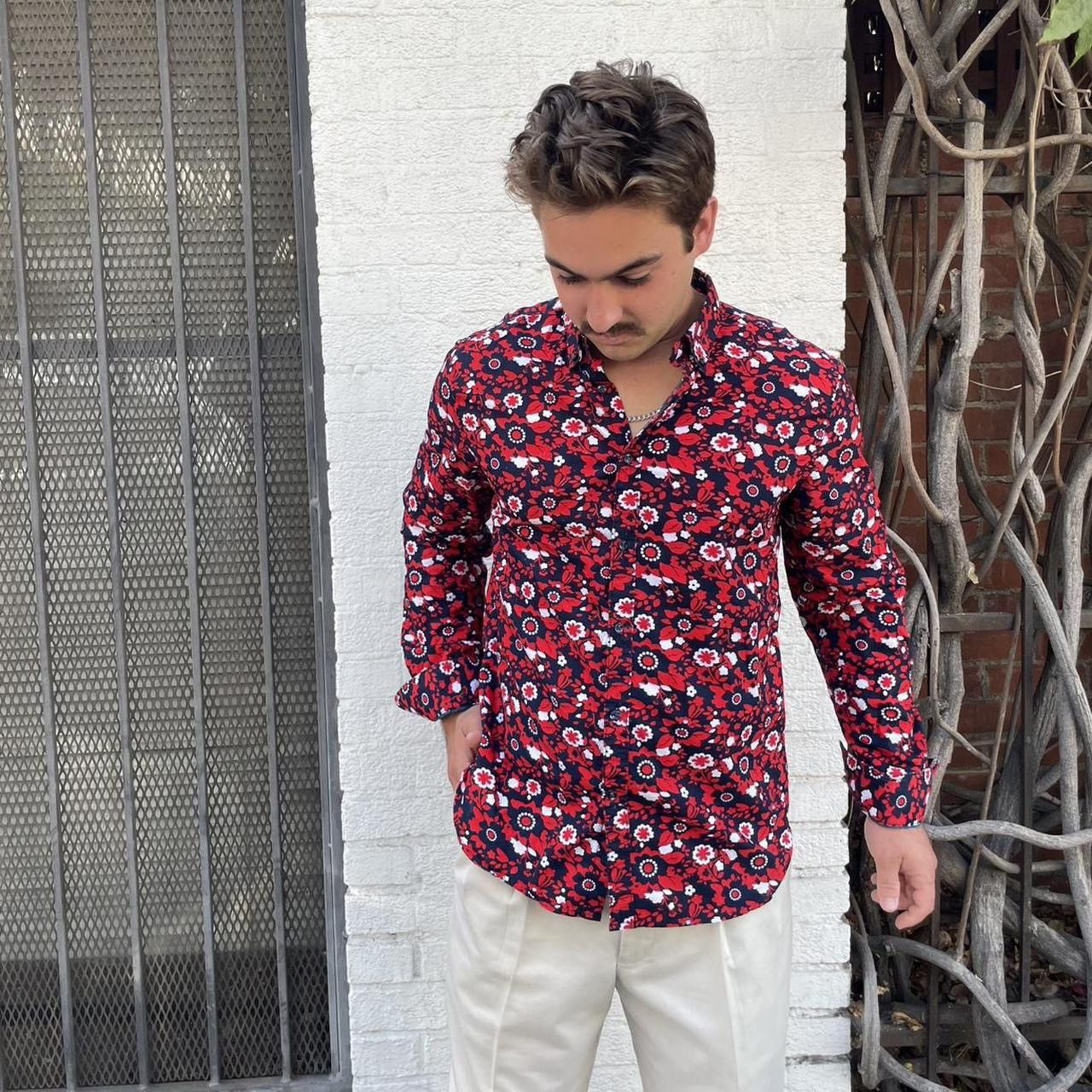 Nordstrom Denim and flower Navy & Red Ditsy Floral Woven Button Up Size US L / EU 52-54 / 3 - 3 Thumbnail