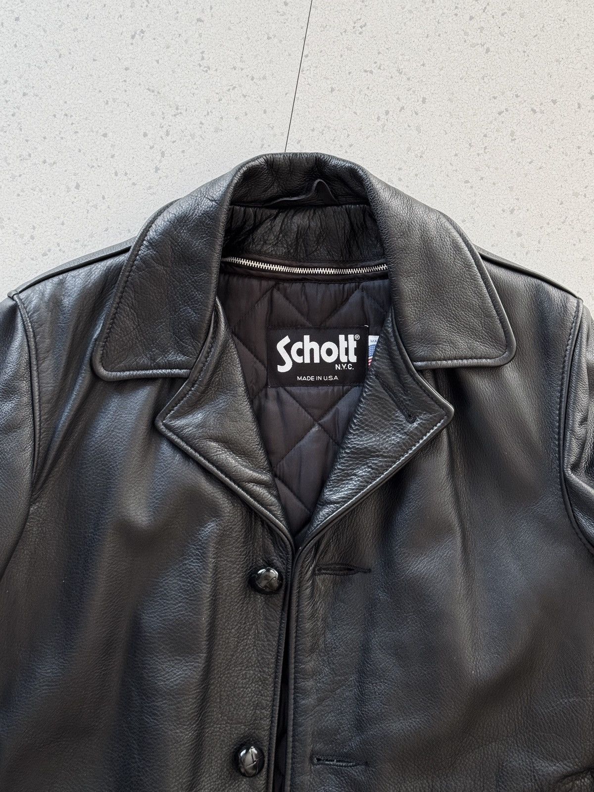 Schott Vintage 90s Schott Leather Carcoat Size US XS / EU 42 / 0 - 3 Thumbnail