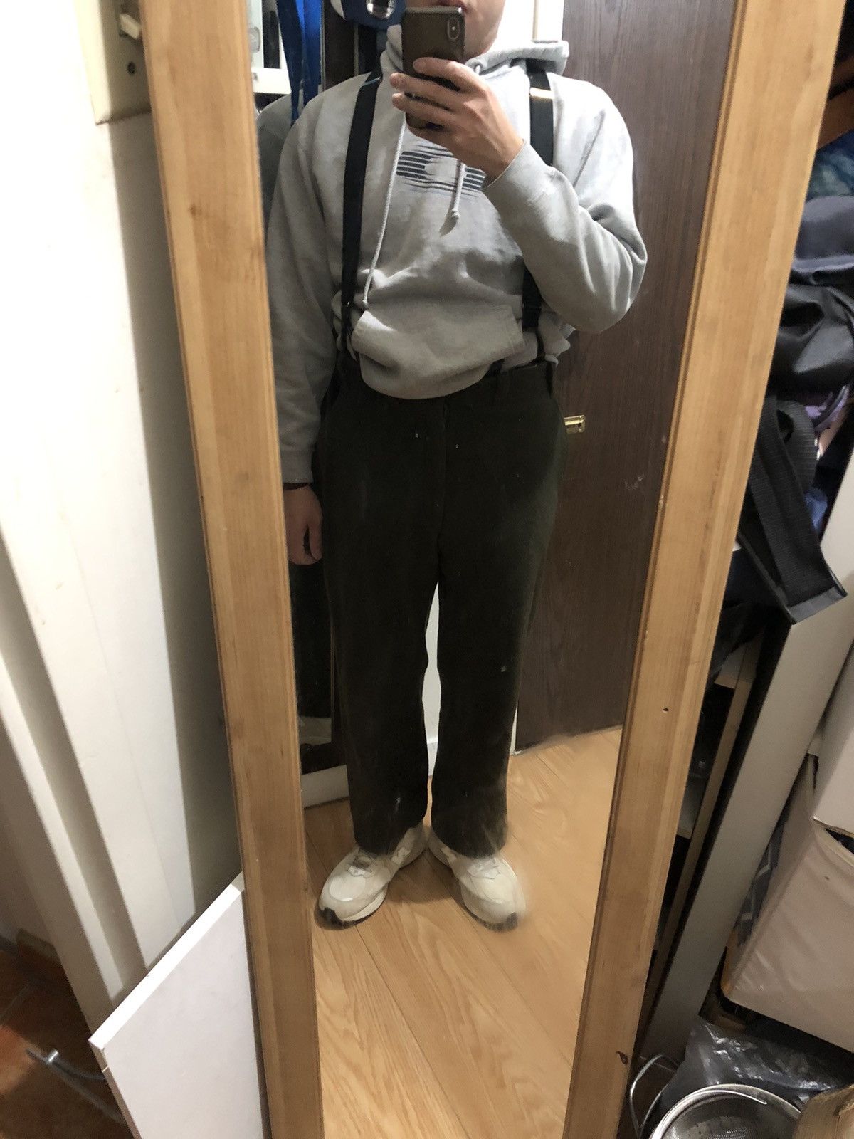 Japanese Brand × Vintage Wool 80s suspenders pants olive 31x28 Size US 30 / EU 46 - 2 Thumbnail
