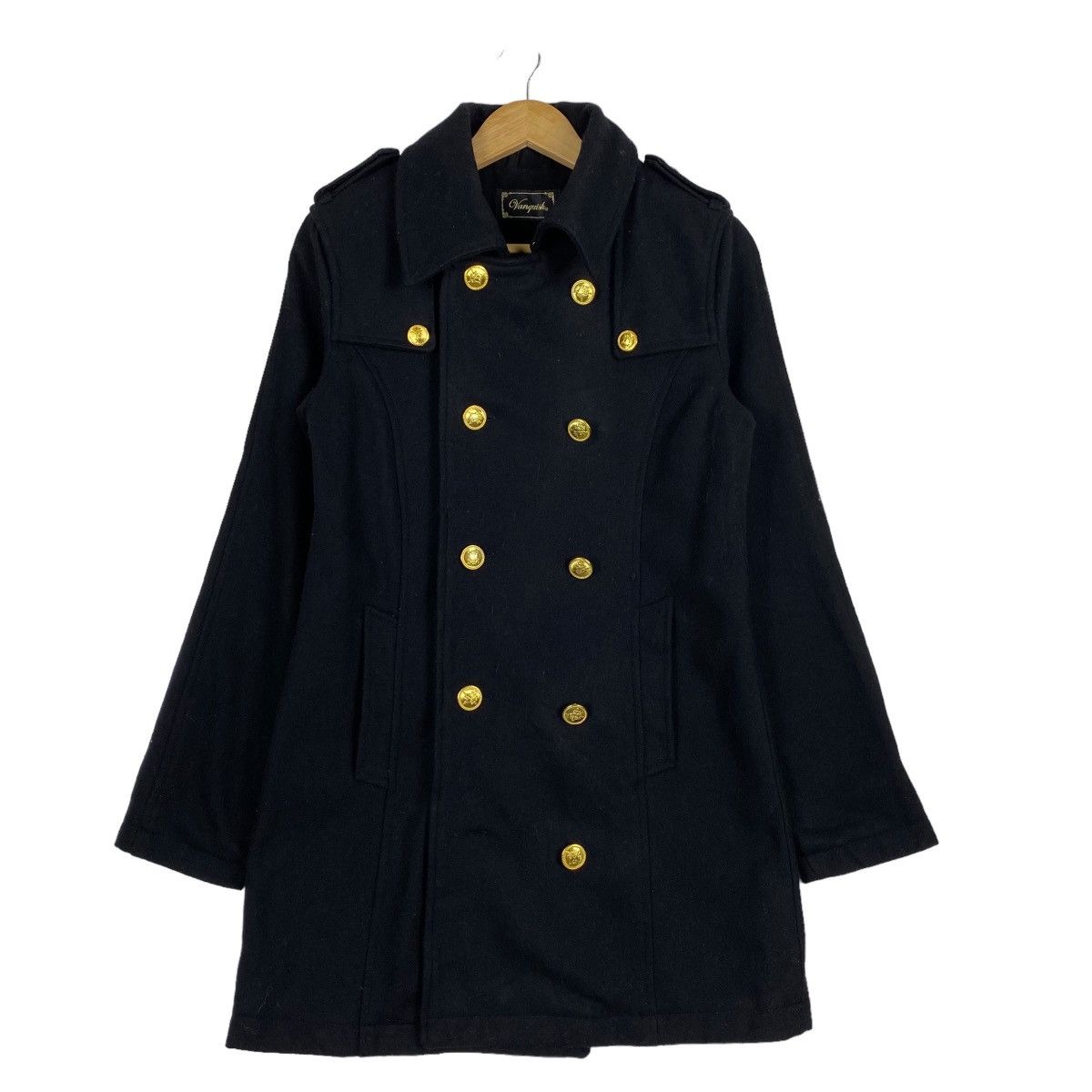 image of Vanquish Overcoat Wool Double Breasted Jacket in Black, Women's (Size Small)