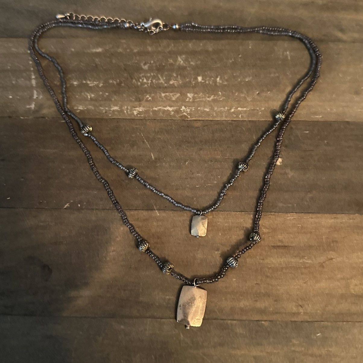Other Layered seed bead rectangle pendants necklace Size ONE SIZE - 2 Thumbnail