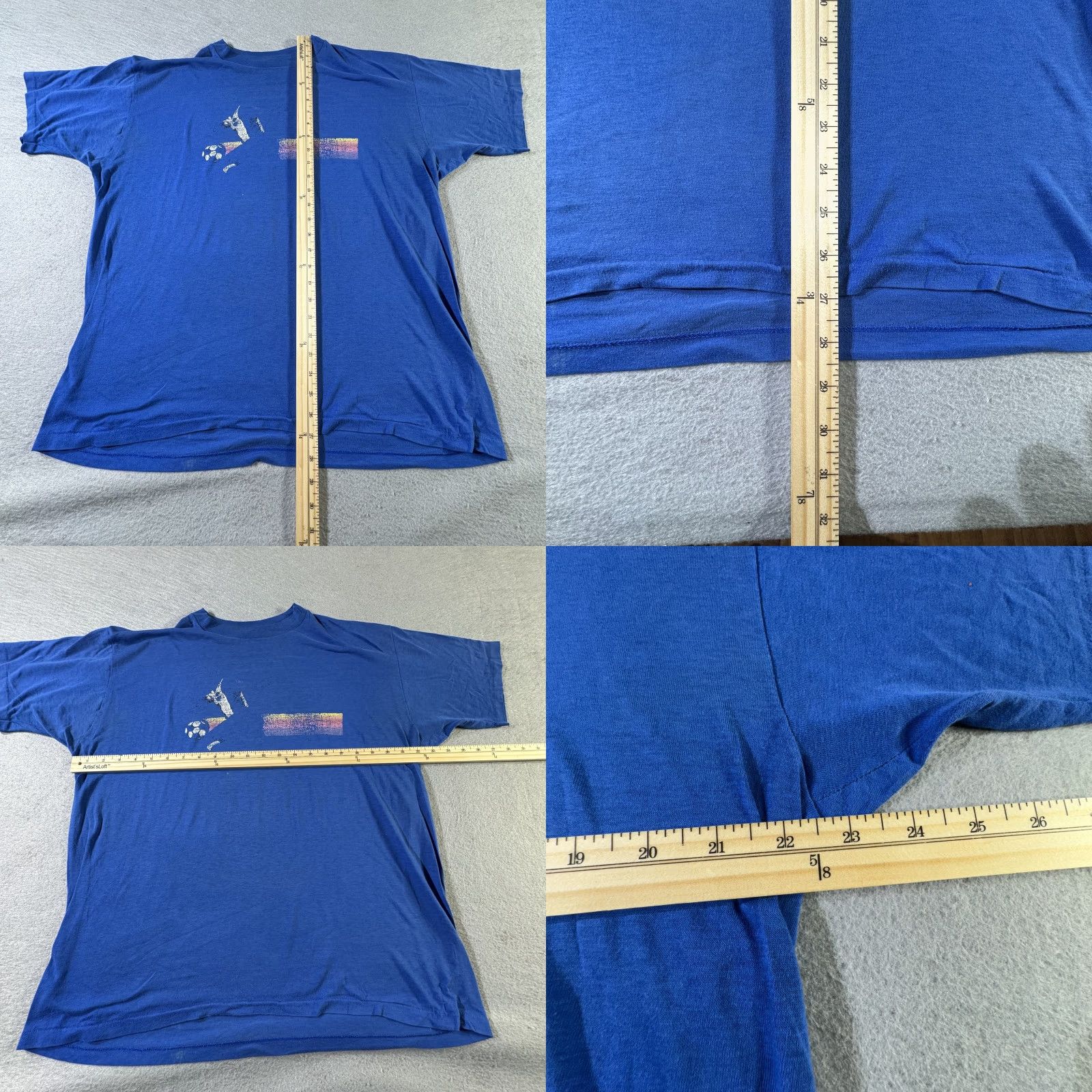 Vintage VINTAGE Soccer Shirt Mens XL Blue Distressed Graphic Tee 80s 90s Rare Size US XL / EU 56 / 4 - 8 Thumbnail