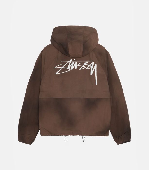 Vintage Stussy Wave Dye Beach Shell Jacket Coffee Brown | Grailed