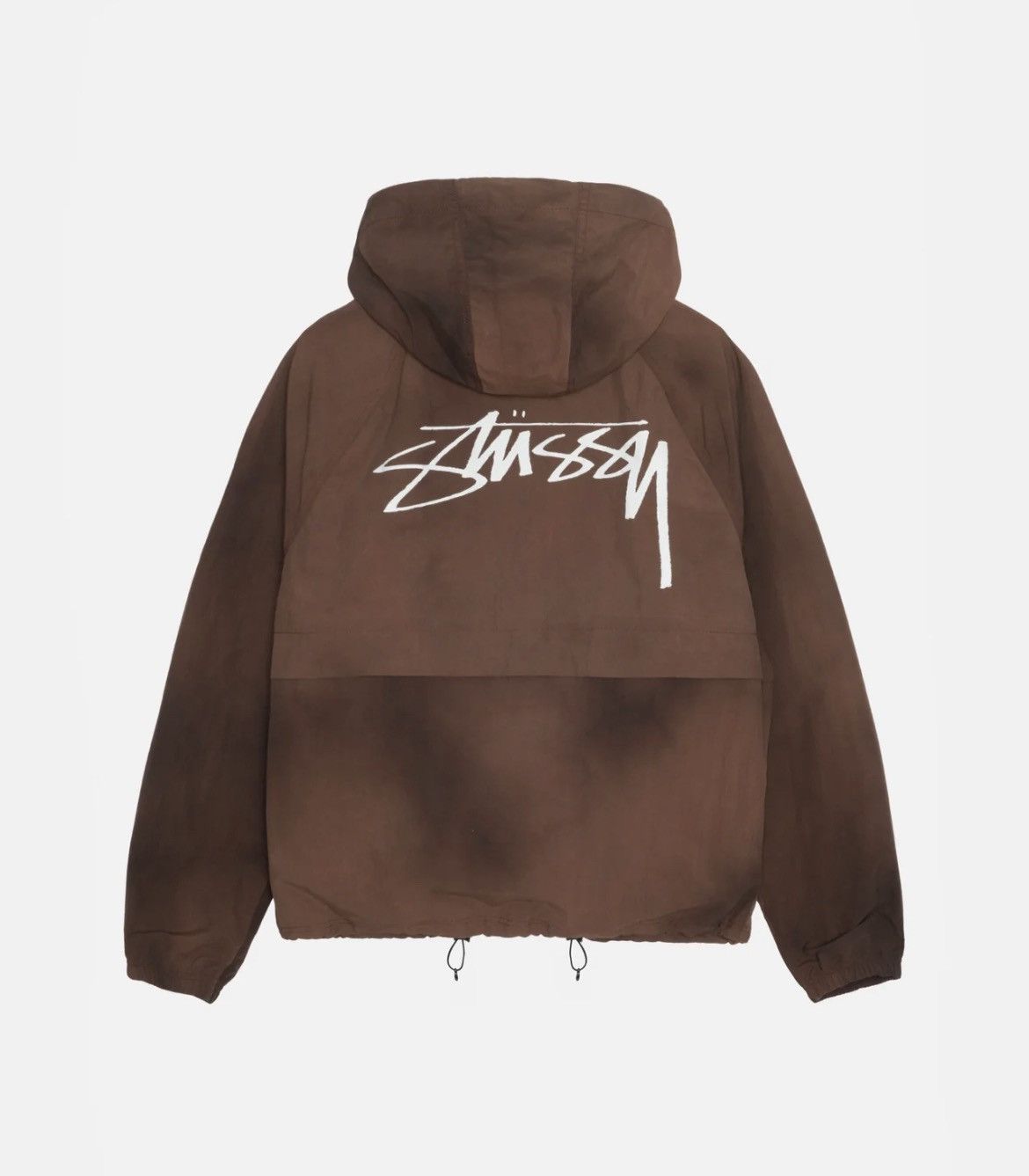 Pre-owned Stussy X Vintage Stussy Wave Dye Beach Shell Jacket Coffee Brown