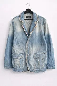 VIBE Vintage street punk washed faded ripped denim jacket Size US L / EU 52-54 / 3 - 6 Thumbnail